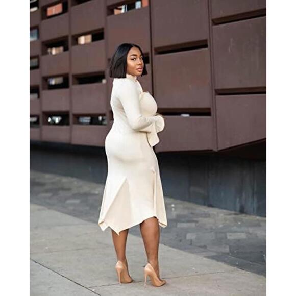 NWT The Drop Crème Brulee Mock‎ Neck L/S Knit Dress Collab w Kela Walker Sz M - Picture 4 of 6